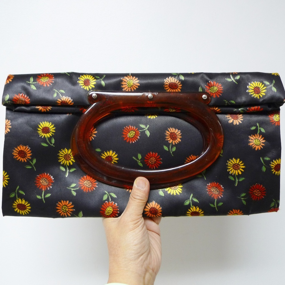 VTG 70s  Lady's Pride sunflower print 2-way bag